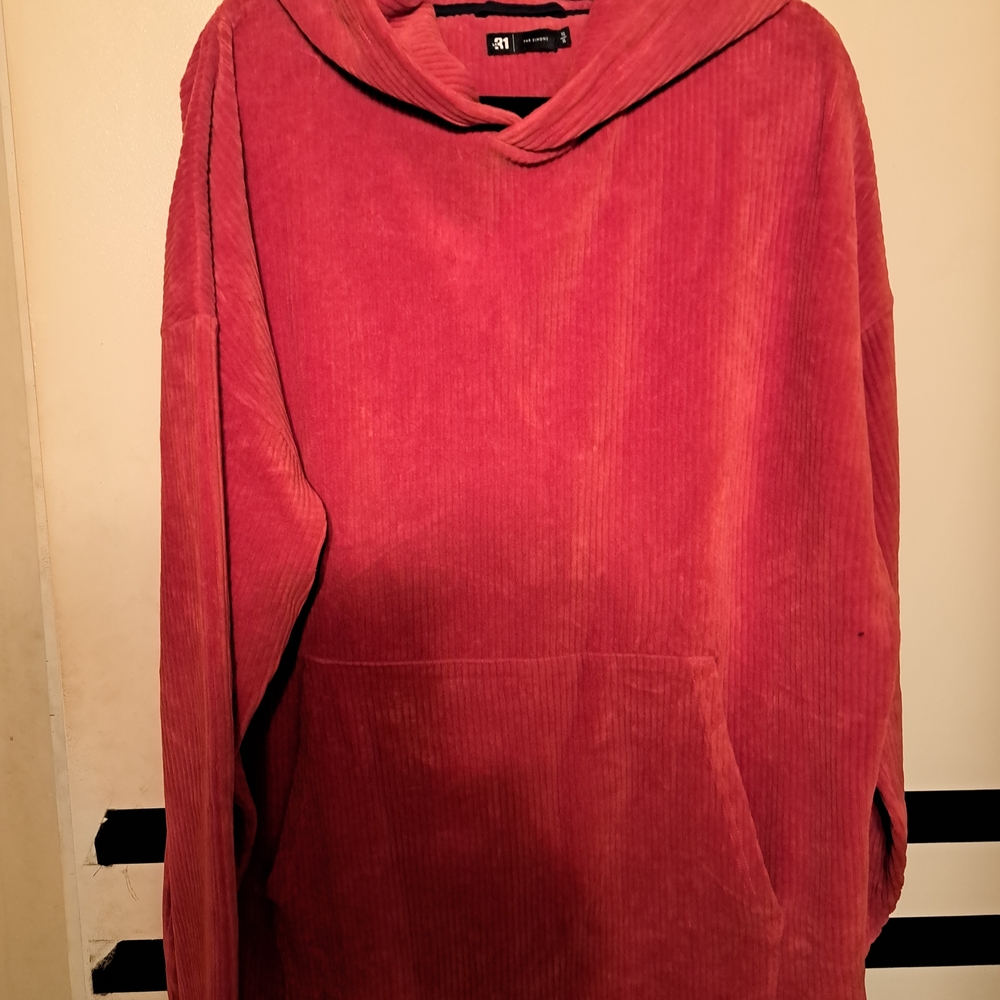 Simons Red Corduroy Hoodie Sweater